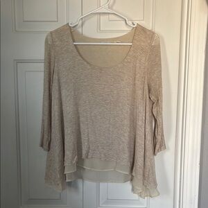 Lightweight Layered Beige Scoop Neck Top